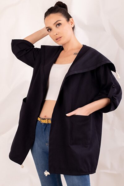 armonika Dámská sezónní bunda s černým zadním květem a potiskem ARM-20K024030