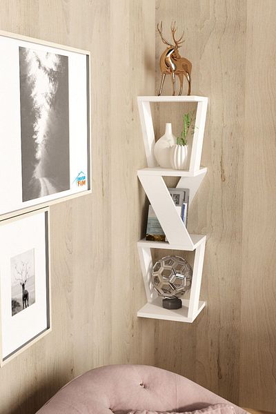 DEKORFİM Defne Corner Shelf White