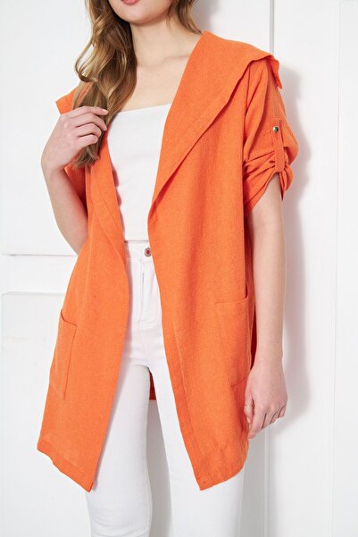 armonika Kadın Turuncu Kolu Apoletli Mevsimlik Ceket Arm-23y001096