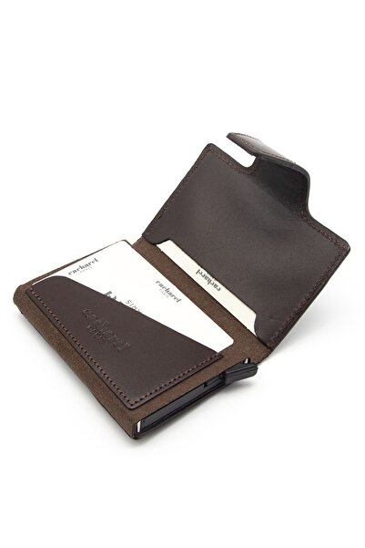 Cacharel Δερμάτινη καφέ θήκη πιστωτικής κάρτας Analine - 0270D06