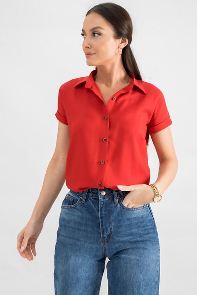 armonika Women's Red Short Sleeve Shirt ARM-19Y001065