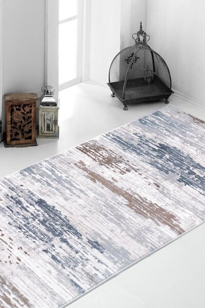 Sarar Jel Kaymaz Taban Yıkanabilir Yumuşak Yüzey Kesme Halı Yolluk As015 Gri