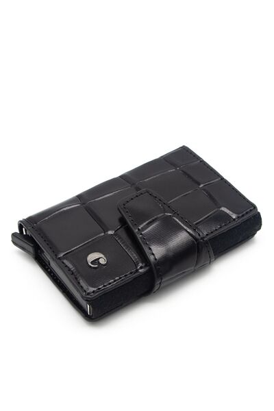 Cacharel B.Kroko Black Leather Credit Card Holder - 0270B7K