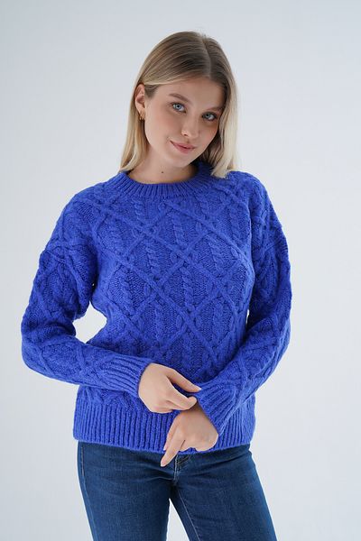 Trist Star Pulover tricotat cu gât colorat Saks și execuție - TRIST-6164