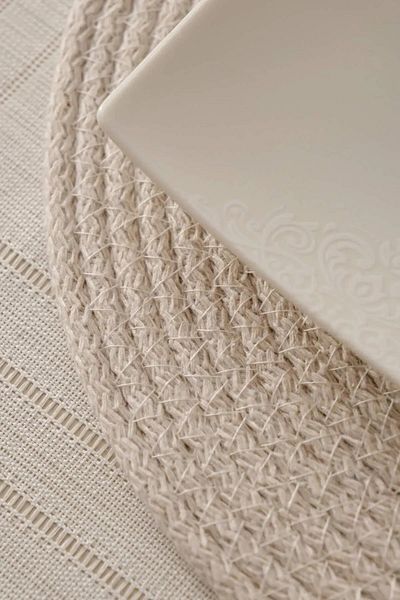 FİNGEV 6 Pieces 32cm American Service Round Wicker Jute Braid Supla Presentation Set