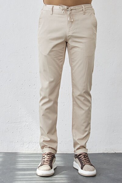 RAVANELLI Beige Slim Fit Jogger Pants - Flexible, Lycra and Elastic Waist