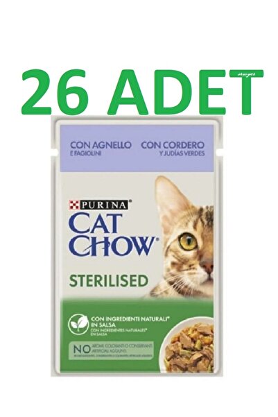 Cat Chow Pouch Kısırlaştırılmış Kuzu Etli Ve Yeşil Fasulyeli Yetişkin Kedi Ma...