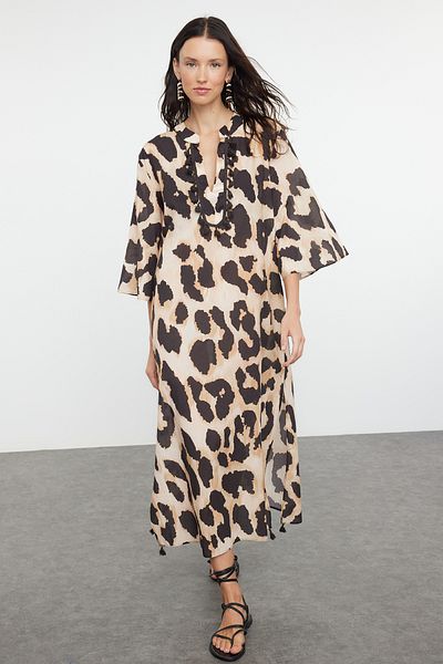 Trendyol Collection Leopard Patterned Maxi Kimono & Kaftan - TBESS20KM0024