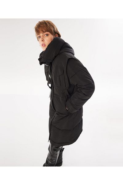 Twist Black Long Puffer Coat