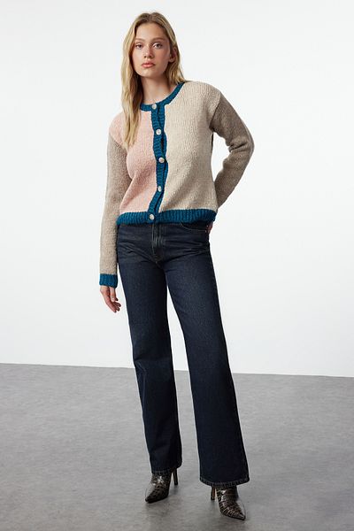 Trendyol Collection Color Blocked Soft Knitwear Cardigan - Brown, Twoaw25Hi00198