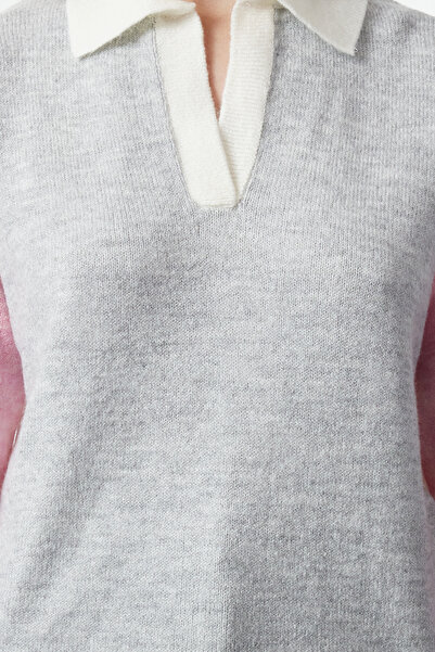 Trendyol Collection Color Blocked Soft Knitwear Sweater - Ecru TWOAW25KZ00222