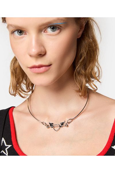 Twist Metal Necklace - Heart Pendant Design