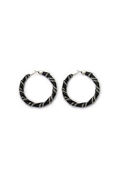 Twist Crystal Stone Detailed Stylish Hoop Earrings