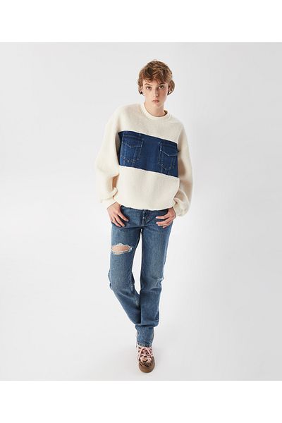 Twist Denim Cream Color Sweatshirt