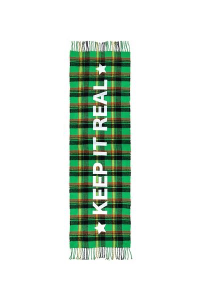 Twist Plaid Patterned Slogan Scarf