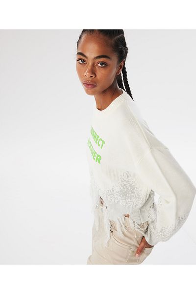 Twist Silver Colored Knitwear Sweater
