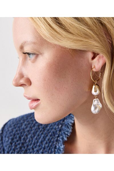 İpekyol Faux Hoop Earrings with Pearls