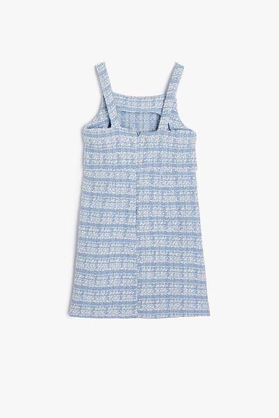 Koton Trägerkleid aus Tweed für Mädchen – Perlmuttknopfdetail