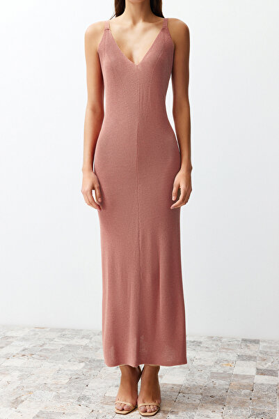 Trendyol Collection Dusty Rose Maxi Knitwear Basic Dress Twoss20El1574
