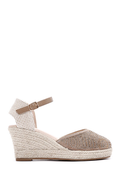 Derimod Дамски еспадрили с клиновидни токчета и ленти на глезена от норка - 2...