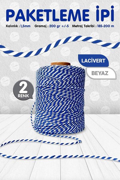 t tuğset etiket 200 Mt-kp086 - Packing and Binding Rope, Blue and White Rope