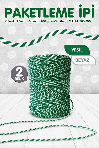 t tuğset etiket Green and White Thread Package - 200m, Tie-Up Thread, Two Colors - Mt-kp082