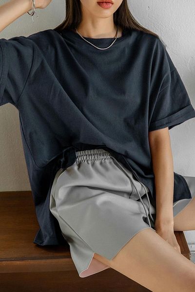 Teenage Millionaire Γυναικείο μπλουζάκι Navy Blue Basic Απλό Unprinted Oversize Salas T-shirt