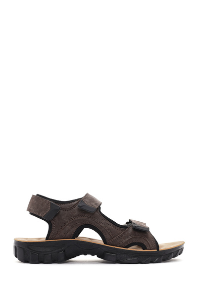 Derimod Nubuck Leather Men's Casual Sandals - Brown Strapped, 24sfd6793v3