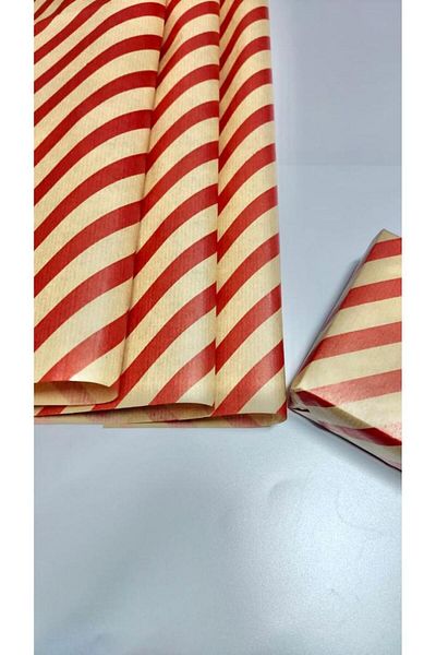 t tuğset etiket New Year's Red Kraft Bias Striped Gift Package - 50x70 Cm, 10 Pieces Packaging