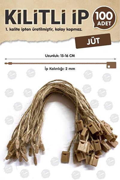 t tuğset etiket Kilitli Ip Renkli Asmalı Etiket Bağlama Ipi Lock String Tag Rope 100 Adet Jüt Hasır-t372