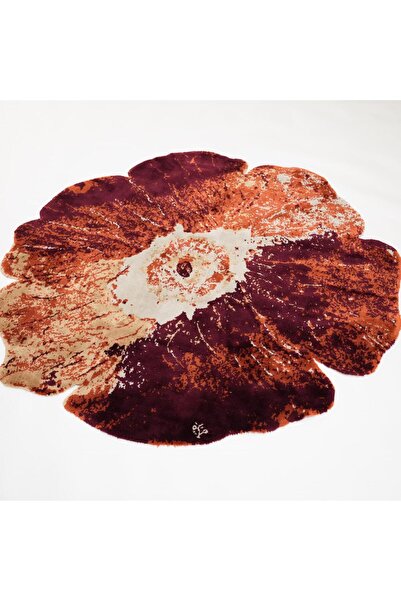 Halıcızade Tempus Serisi Asimetrik Çiçek Kesim Turuncu/Terra Bambu Özel Tezgâh Halısı