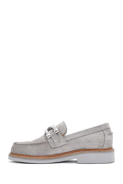 Derimod Gray Suede Leather Women's Loafer - Masculine 24sfd 181010