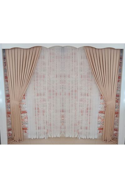 FİGENSİ Open Vision Velvet Curtain - Double Blades, Close Pleated, 1/3 Model V-05