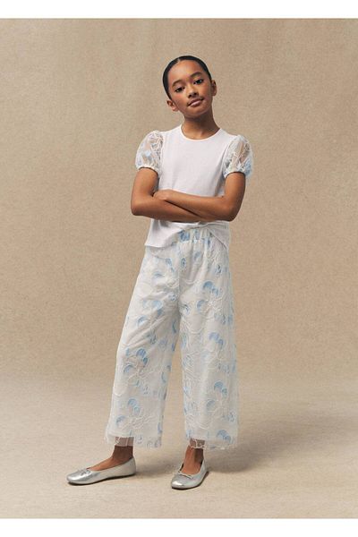 MANGO Kids Κεντημένο κοντομάνικο μπλουζάκι