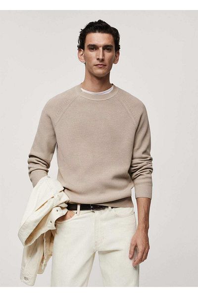 MANGO Man Round neck rib sweater