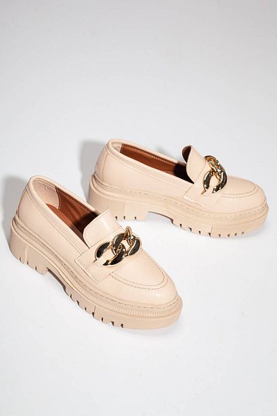 GULT Women's Daily Thick Soled Chain Shoes Nude Lofer