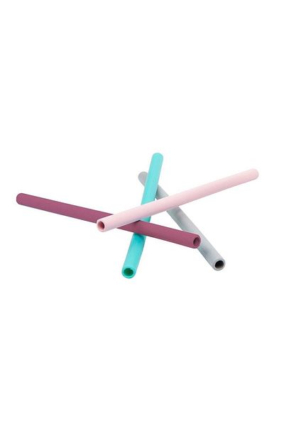OiOi Silicone 4 Straws Pink Mix