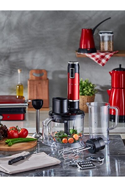 Sinbo SHB-3178 5 Fonksiyonlu El Blender Seti Carmen Kırmızı