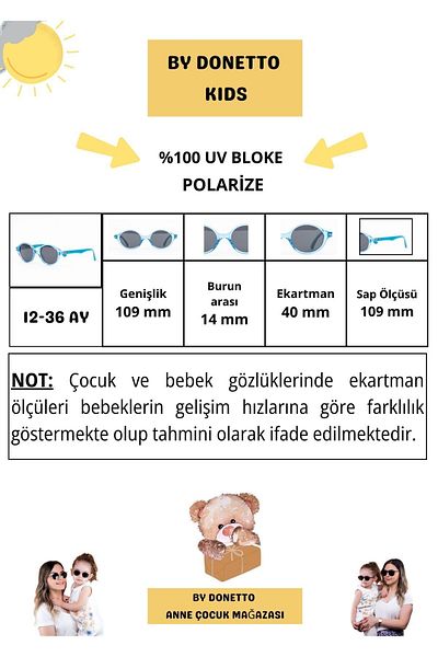 By Donetto 12-36 MONTHS Unisex Blue Polarized Sunglasses - UV Protection