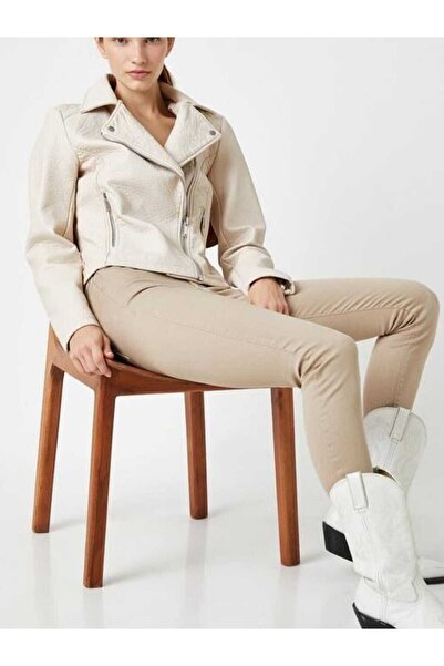 geenz manifacture Delux Beige High Waist Skinny Leg Skinny Lycra Jeans Pantalon