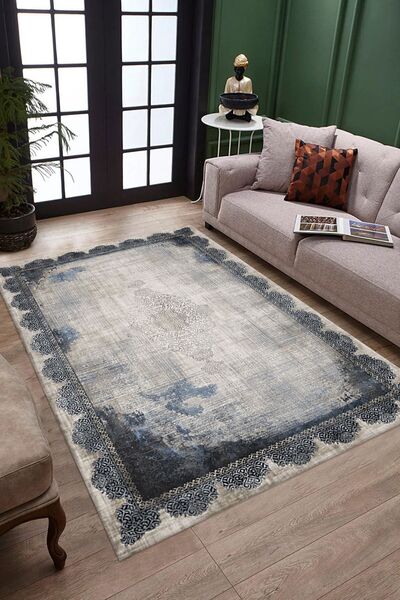 DEKOMOD Dekoratif Dijital Baskılı Kaymaz Taban Yıkanabilir Tüylenmez Kadife Kumaş Anti-alerjik Halı