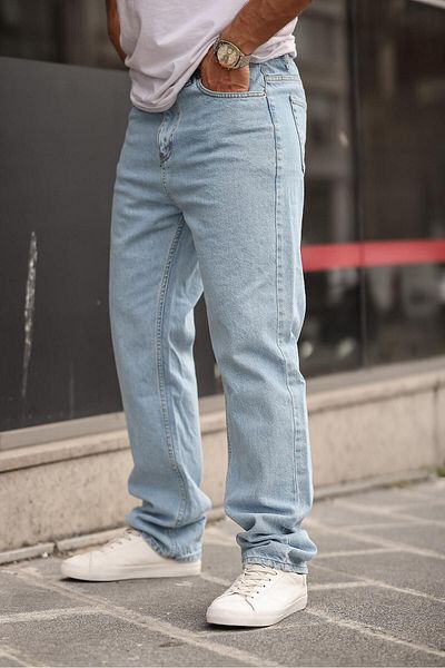 comstar Pantaloni largi pentru bărbați, cu talie înaltă, albastru de gheață