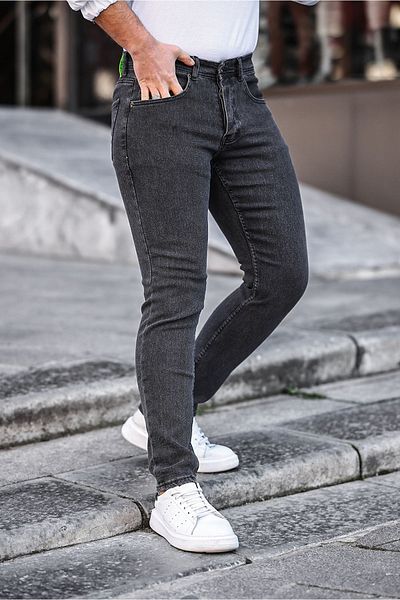 comstar Ανδρικό Slim Fit Ψηλόμεσο Στενό Παντελόνι Καπνιστό Τζιν
