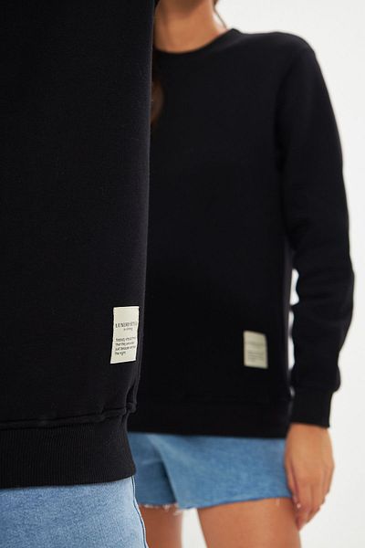 comstar Unisex Basic Crew Neck Χοντρό Χειμερινό Μαύρο Ιδρώτα