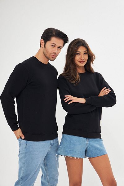 comstar Unisex Basic Crew Neck Χοντρό Χειμερινό Μαύρο Ιδρώτα