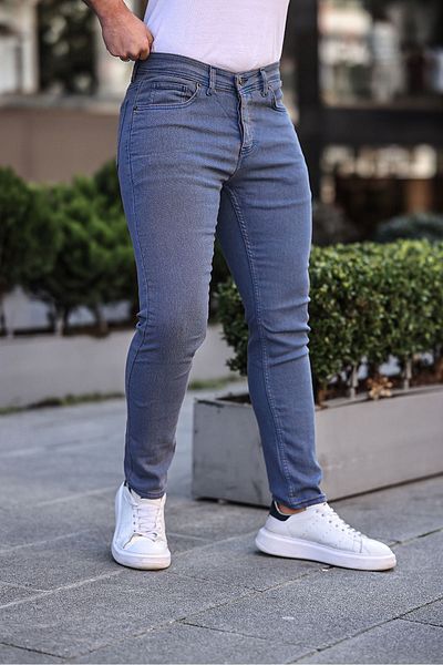 comstar Pantaloni slim fit pentru bărbați, cu talie înaltă, albastru