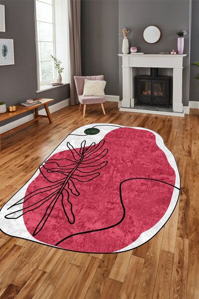EY HOME Digital Printed Non-Slip Base Washable Floral Laser Cut Kitchen Living Room Carpet