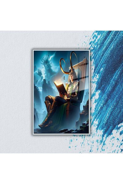 GAAGART Cadru metalic Sticlă Tablo Personaj de film Loki la distanță