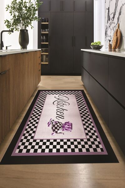EY HOME Dijital Baskılı Kaymaz Taban Yıkanabilir Kitchen Yazılı Yolluk Mutfak...