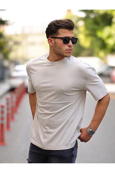 comstar Ανδρικό μπλουζάκι Oversize Basic Crew Neck Loose Stone